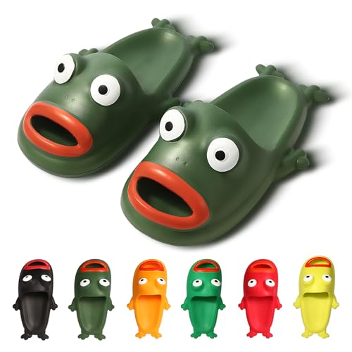 Womens Slides,Cloud Slides for Women Men,Frog Slippers,Frog Flip Flops,Funny House Slide Sandals for Beach Pool Shower Outdoor Indoor