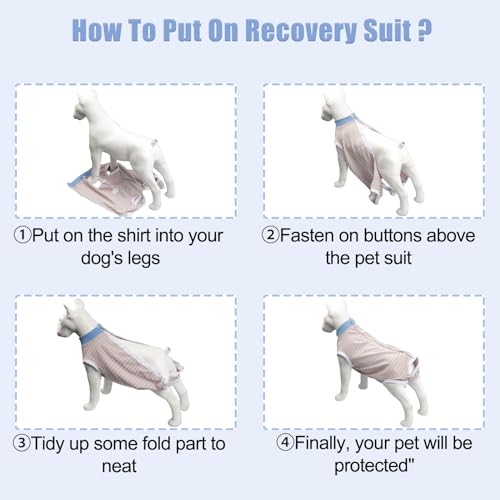 Image of FEimaX Dog Surgery Recovery Suit Female and Male Spay with Pee Hole, Pet Body Suits for Puppy After Spayed, Neuter Surgical Onesie for Small and Medium Dogs Cats, Alternative Bandages E-Collar & Cone