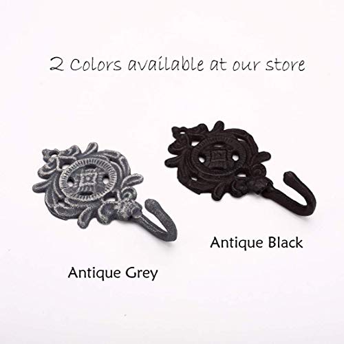 Ambipolar Indian Leaf Hook Antique Decorative Vintage Style Heavy Duty Wall Coat Hooks Pack Of 3 (Antique Black) #TOP4