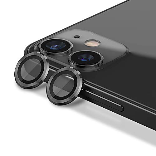 CloudValley - Cámara trasera protectora compatible con iPhone 12/12 Mini / 11 [Aleación de aluminio], cubierta completa y 9H dureza película de protección de la cámara, color negro