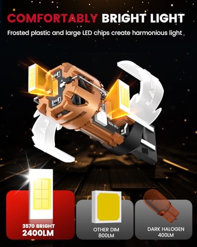 Image of LASFIT D2 7440 7443 LED Bulbs Reverse Back Up Lights Built in Resistor with Fans 7441 7444 LED Anti Hyper Flash Canbus Reversing DRL Turn Signal Parking Lights No Load Resistor Need, 6000K White