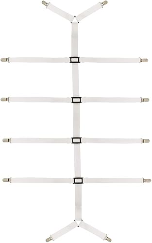 Auivguiv Correas de sábanas ajustables y entrecruzadas para mantener tu cama ordenada (blanco)