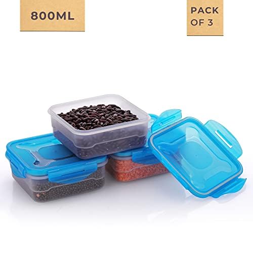 Image of Airtight Food Storage Container Set - Blue, Microwave and Freezer Safe, BPA Free - Set of 3
