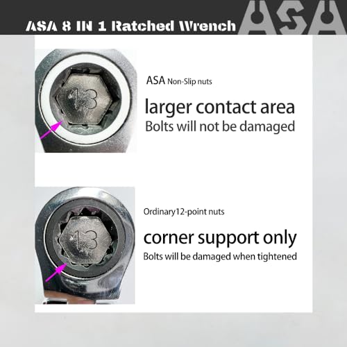 ASA 8-in-1 Stainless Steel 72-Tooth Bi-Directional Ratchet Wrench, Multi-Function Non-Slip Ratchet Wrench, Protects Bolts from Damage,super socket,universal socket,ratchet set(8in1 SET) - Image 5