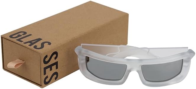 Miniatura 4 de Gafas de sol rectangulares futuristas, montura blanca esmerilada, lentes grises