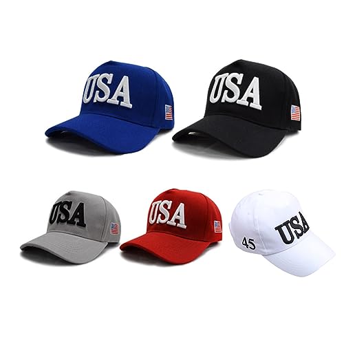 Baseball Cap, Unisex Outdoor President 2020 Campaign Baseball Cap USA 45 American Flag 3D Embroidered Adjustable for Snapback Trucker White, White, One Size2