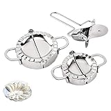 3 Pcs Dumplings Maker, Stainless Steel Dumpling Mold and Dough Press Cutter, Manual pinch Dumpling Pie Mould Maker Dumpling Wrapper Pastry Dough Cutter Tool