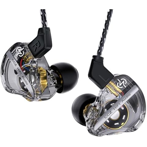 CCZ DC01 Pro in Ear Monitor Headphones, iems for Gaming, Professional Gaming Earbuds Super Bass Wired Earphones with 1DD, Patent Ear fins, Patent Ear tips, for Singers Musicians (black without mic) Cover