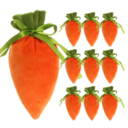Bolsas de zanahoria de Pascua, bolsas de zanahoria | 7.9 x 4.7 pulgadas Bolsas de Pascua de dibujo de zanahoria de caricatura | Contadores de cestas de primavera 10x, actividad de búsqueda de huevos,