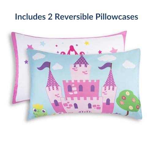 Image of Everyday Kids 2-Pack Standard Size Pillowcases fit Pillows 20 x 26 inch -100% Soft Breathable Microfiber - Perfect for Toddler Little Girl Twin /Full Size Bed - Princess