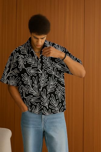 Image of TAGDO Men's Printed Cotton Casual Shirt | Half Sleeve Floral Print Shirt for Man | Relaxed Oversized Fit & Perfect for Casual, Office & Formal Wear (2050)