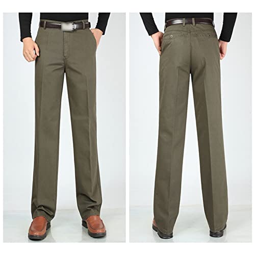 Men's High Waist Casual Straight Slacks　Expandable Waist Comfort Straight Pant No Iron Khaki Classic Fit Pant2