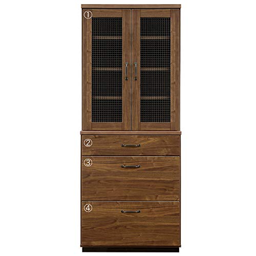 食器棚 完成品 幅70cm 日本製 レトロ 70 ダイニングボード k16-1 キッチンボード キッチン収納 カフェ 北欧 おしゃれ 木製 ブラウン 開梱設置 (ブラウン)