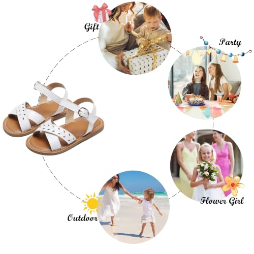Image of Felix & Flora Toddler Girl Sandals - Little Girl Easter Dress Shoes Lightweight Open Toe Beach Holiday Flats