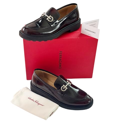 GALLES Dark Brown Nebbiolo Bit Leather Calf Gancio Men's Dress Strap Loafers (Salvatore3