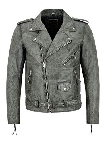 Veste Brando pour homme en cuir gris craquelé Smart Range SR-MBF