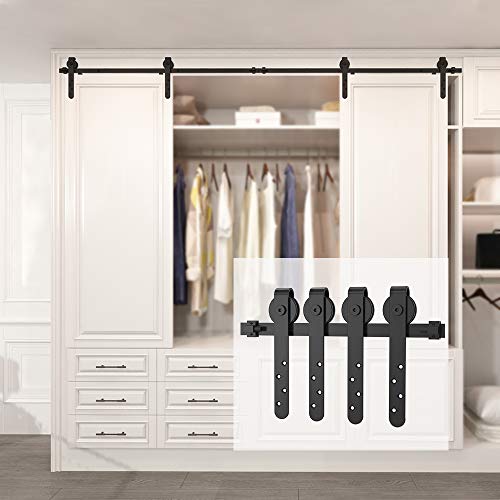 HomLux 8ft Double Cabinet Door Mini Barn Door Hardware Kits for Cabinet Doors