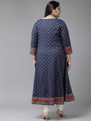 Image of Yash Gallery Women's Rayon Relaxed Fit Anarkali Floral Printed Kurta