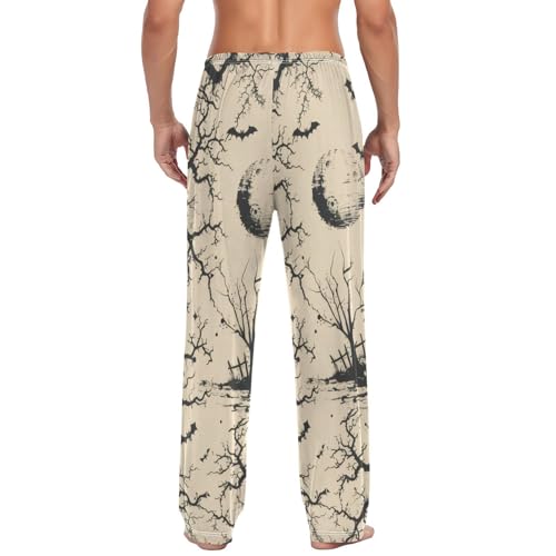 Men's Pajama Pants Halloween Wood Castle Sleep Pajama Lounge Pant with Pockets, Elastic Waistband2