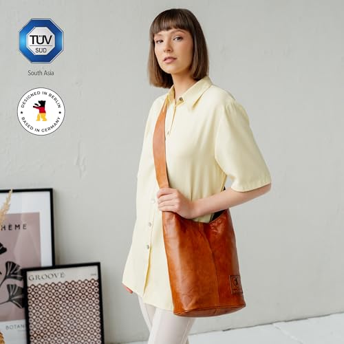 BERLINER BAGS Vintage Genuine Leather Handbag Emilia, Hobo Bag, Crossbody Bags for Women - Brown3