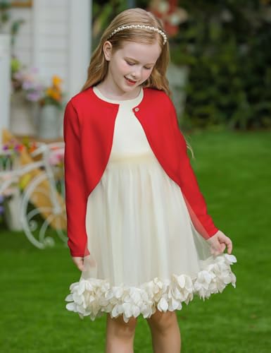 Yekaty Girls Sweaters Long Sleeve Cardigan Bolero Shrugs Button Down Closure Cover Up Tops for Toddler Kids 4-12 Years3