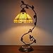 WERFACTORY Tiffany Lamp Stained Glass Table Lamp Yellow Hexagon Mission Bedside Desk Reading Light Metal Leaf Base 8X10X21 Inches Decor Small Space Bedroom Home Office S011 Series