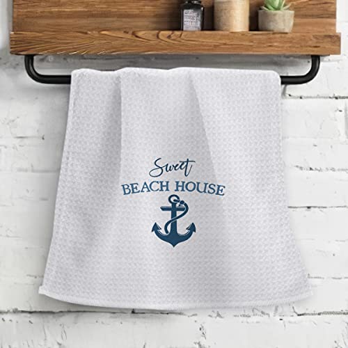 Ohsul Sweet Beach House Highly Absorbent Kitchen Towels Dish Towels Dishcloth,Nautical Anchor Beach House Hand Towels Tea Towel For Coastal Beach House Kitchen Bathroom Decor,Gifts For Beach Lovers #TOP1