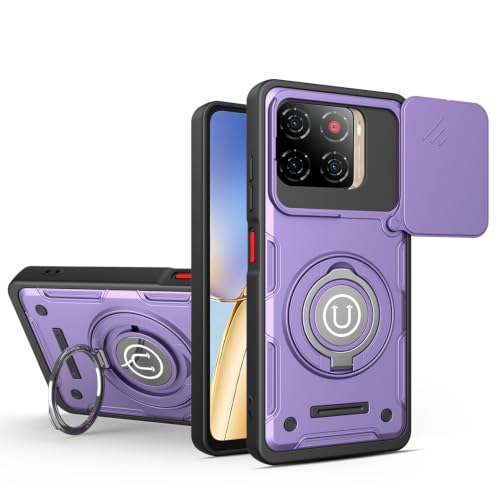 Coque ZTE Blade A56 4G antichoc violette avec protège-caméra coulissant