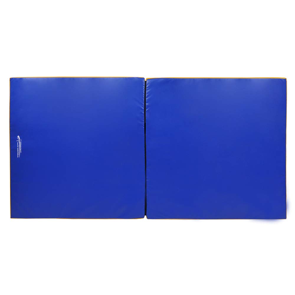 Grevinga Klappbare Turnmatte RG 35 – 200 x 100 x 6 cm – Blau/Gelb - Made in Germany - Faltbare Gymnastikmatte für Fitness, Sport und Gymnastik, Rutschfest und Platzsparend, Weichbodenmatte
