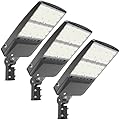 HYPERLITE Parking Lot Light 300W: 3 Pack 5000K 45,000lm Equivalent to 1,200W HPS/HID UL Certified - IP65 LED Shoebox Light with Photocell - Adjustable Slip Fitter for Barn Court Stadium Roadways