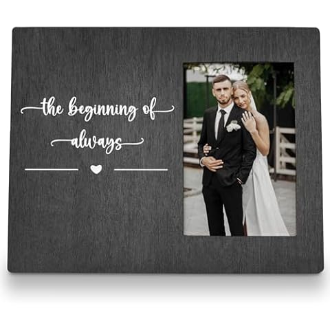 FLDAS Engagement Picture Frame 8x10, Engagement Gifts, Wedding Picture Frame, Wedding Gifts for Couples Newly, Engagement Picture Frames, Black The Beginning of Always Engagement Photo Frame 4x6 Cover