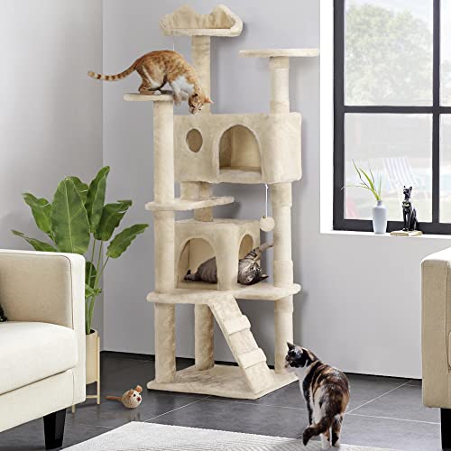 image for Yaheetech 62in Cat Tree Cat Tower for Indoor Cats, Cat Furniture w/Dou