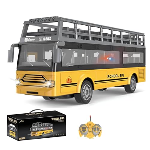Autobús Rc De Dos Pisos Escala 1/30 Con Apertura De Puertas, Aceleración, Desaceleración Y Conducción Multidireccional, Interior Detallado, Enlace Música/luz Para Coleccionistas Y Aficionados