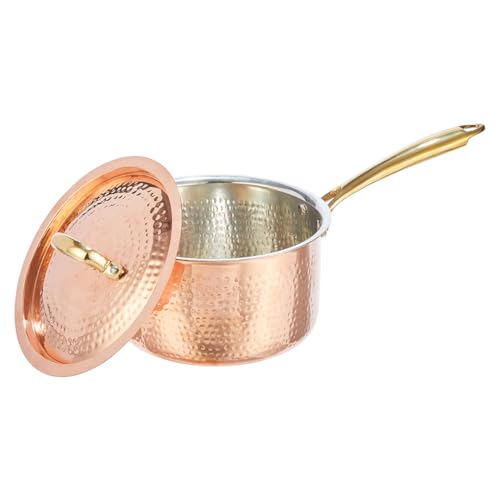 Copper Studio Signature - Sartén de cobre martillado a mano, forro de estaño no reactivo, asas dobles remachadas de bronce fundido. Apto para estufa eléctrica, apto para horno, sin PFAS, apto para
