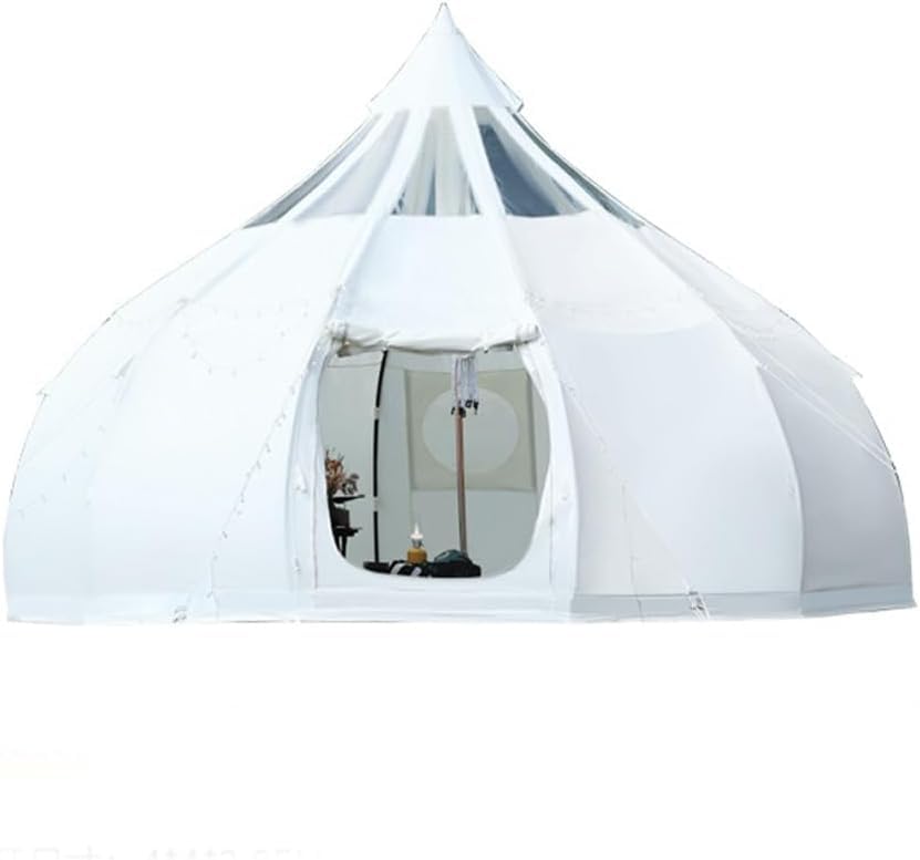 Fengzel Outdoor ベルテント 4*4*2.85m 8-12人用 大型テント 厚手オックスフォード 撥水防水 UVカット イベント 家族 グループキャンプ 煙突口付き 水滴型ワンポールテント