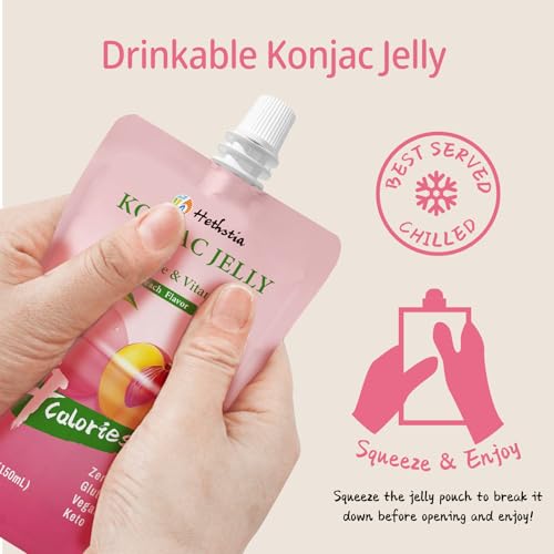 Hethstia Konjac Jelly Pouch Drinkable Peach Flavor, 10 Pack, Low Calories - image 6
