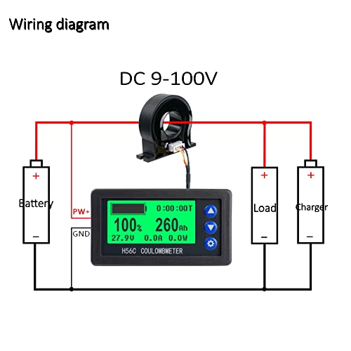 Battery Monitor Hall Sensor Coulomb Tester Dc 9~100V 100A/400A Digital Voltmeter Ammeter Battery Capacity Power Electricity Ah Voltage Meter Coulometer For Rv,Car,Golf Cart,Boat #TOP4