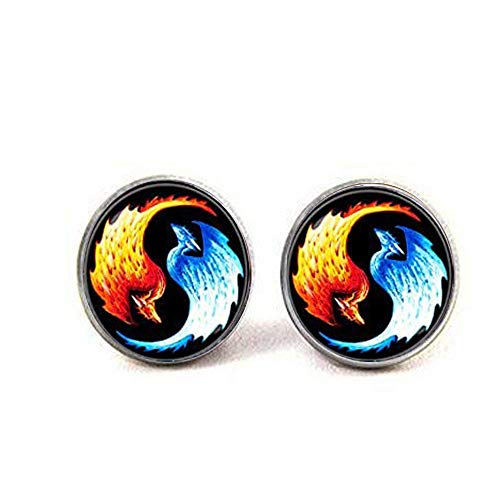 Yin Yang Cufflinks, Dragons Cuff Links Fire and Ice Yin Yang Jewelry, Men's Gift, Dragon Jewelry, Yin Yang Accessories Zen Cufflinks