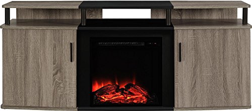 Ameriwood Home Carson Electric Fireplace Tv Console For Tvs Up To 70", Weathered Oak #TOP7