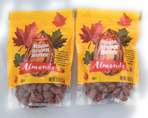 Trader Joe's Maple Brown Butter Almonds, Roasted with Confectionery Coating, 8 oz (2 bags)