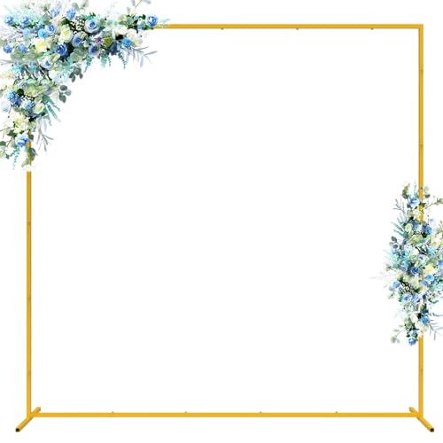 Wokceer Wedding Arch Backdrop Stand Square 6.6FTx6.6FT Gold Metal...