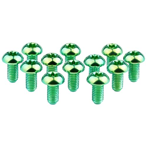 Image of 12Pcs Ti Titanium Bolts Torx M5x10 Bicycle Bike Disc Brake Cycle Rotor Screws Gr5 (Green)