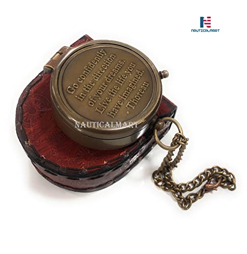 Brújula grabada con estuche de cuero NauticalMart miniatura 2