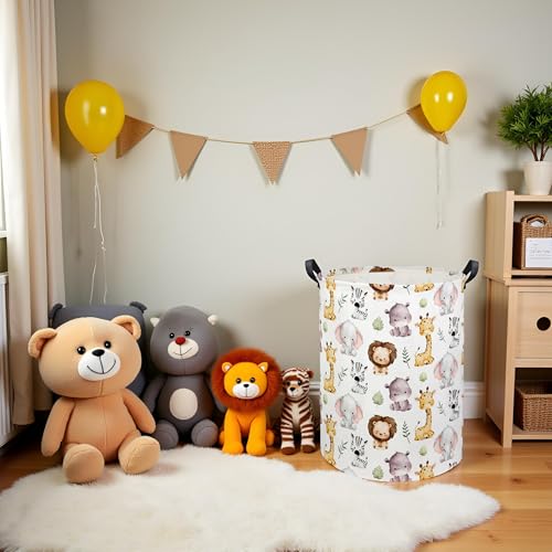 Image of Animal Baby Laundry Basket Kids Hamper Animal Toy Storage Bin for Boys Room Decor Baby Nursery Hamper Gift Baskets for Bedroom Bathroom(Lovely Animal)
