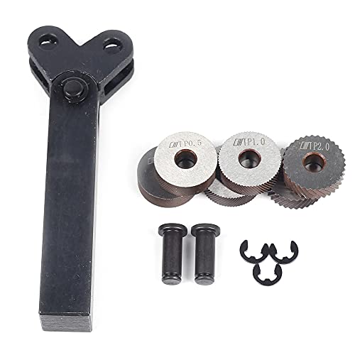Steel Dual Wheel Knurling Tool Set, 6pcs Diagonal Dual Wheel Linear Knurl Set, 2Head Knurling Tool for Lathe Cutter Machine, Knurler Holder Linear Knurl Tool Lathe with 0.5/1/2mm Wheels