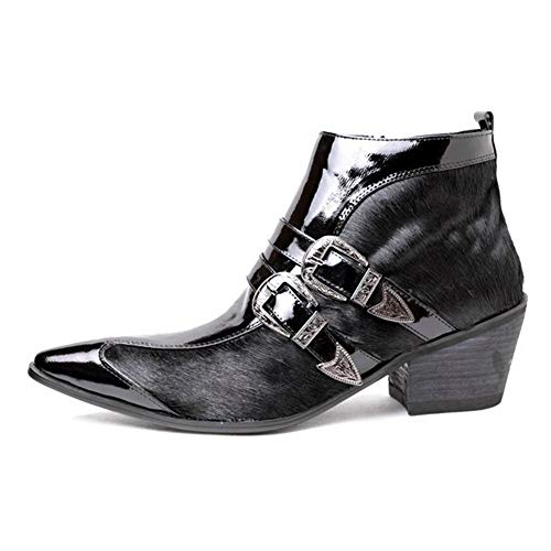 Feito à mão Botas masculinas de cano alto com zíper pontiagudo cano alto para festa de escritório sh