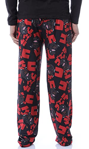 Godzilla Men's Character And Japanese Script Allover Pattern Adult Lounge Sleep Pajama Pants4