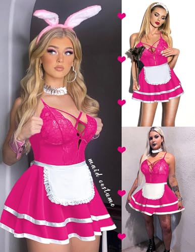 Image of SSoShHub Premium UltraSoft Babydoll Lingerie Bikini Swimwear Mini Chemise Mesh Wedding Bikini Nightie Bodysuit Skirt Bridal Honeymoon Valentine Halloween Nightdress