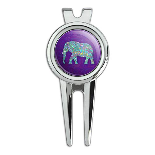 GRAPHICS & MORE Mosaic Elephant Golf Divot Repair Tool and Ball Marker