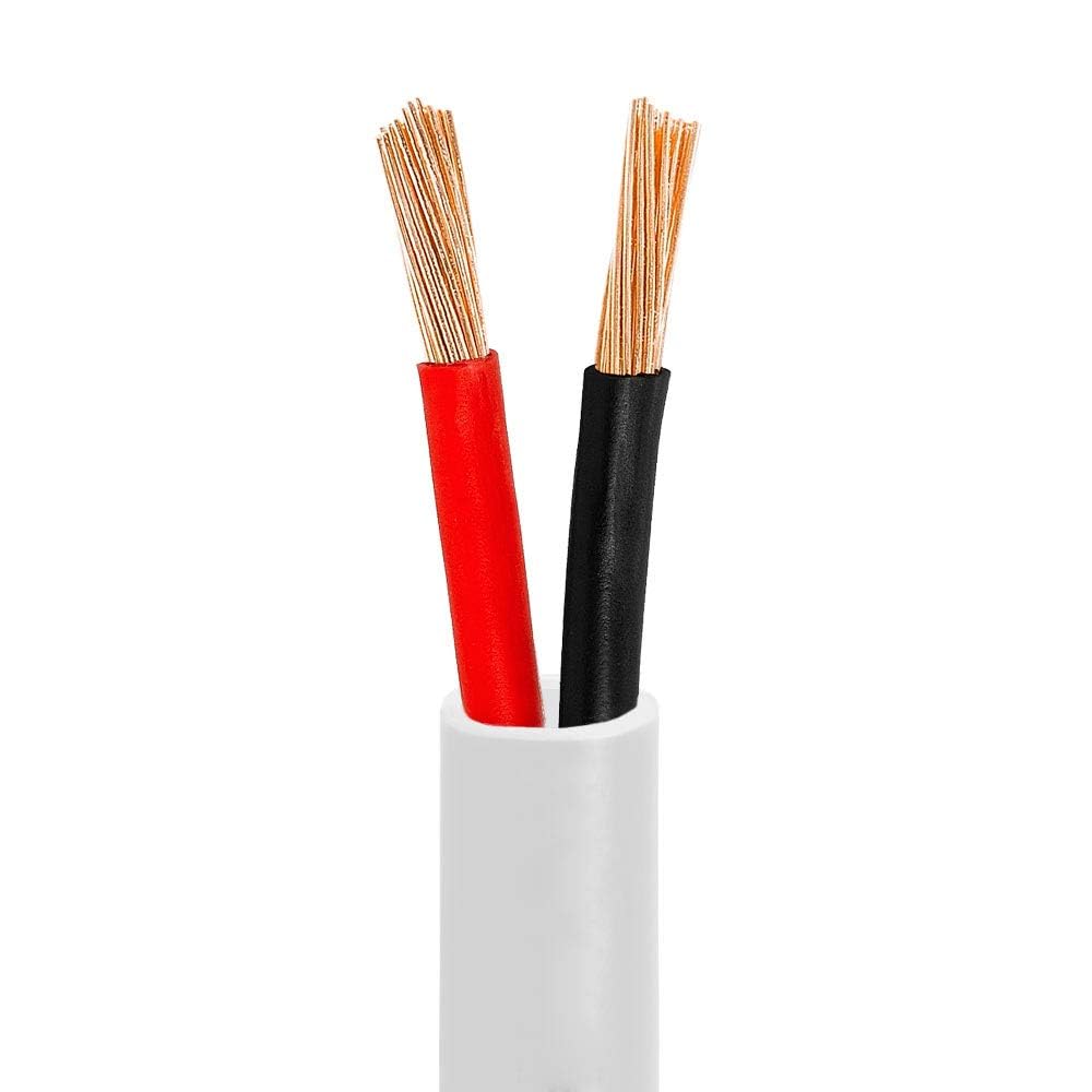 Cmple - 250FT 18AWG Speaker Wire Cable with 2 Conductor Speaker Cable (CCA) Copper Clad Aluminum CL2 Rated In-Wall Speaker Wire for Home Theater & Car Audio - 250 Feet, White